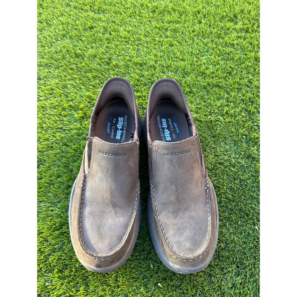 Skechers Motley Milo Slip-Ins Leather Arch Fit Hands Free Relaxed Fit Loafers